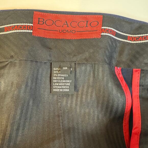 Bocaccio Uomo Navy Stretch 3-Piece Suit Blazer Vest Pants 44R New With Tags - Picture 10 of 12